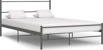 vidaXL Estructura Cama Con Cabecero Sin Colch&oacute;n Metal Gris 160x200 Cm Vidaxl