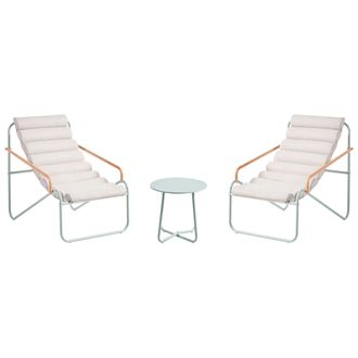 Beliani Conjunto De Jard&iacute;n Para Exterior Dos Sillones Y Mesa Juego De Balc&oacute;n Verde Pasto