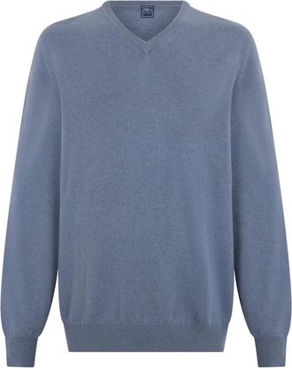 Fedeli V-hals Trui - Heren - V-hals truien - Blauw - 3XL - Kasjmier - Truien & Vesten