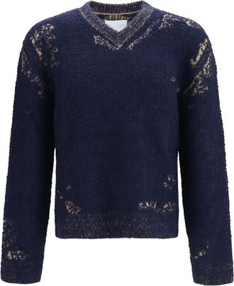 Maison Margiela Acid Knit Sweater - Heren - Truien - Blauw - Maat: L Katoen