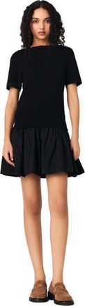 Maje Short knit and taffeta dress in Black at Nordstrom, Size 38 Eu