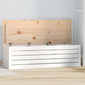 vidaXL Caja De Almacenaje Madera Maciza De Pino Blanco 109x36,5x33 Cm Vidaxl