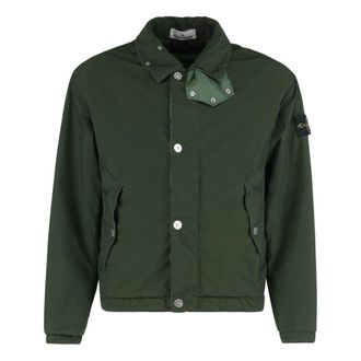 Stone Island Light Jackets, male, Green, Size: L Light Compact Touch Poly-TC Coach Jacket