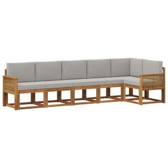 vidaXL Conjunto De Sof&aacute;s De Exterior 6 Pcs Natural Y Gris Claro Vidaxl
