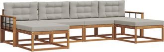 vidaXL Conjunto De Sof&aacute;s De Exterior 6 Uds. Gris Natural Y Claro Vidaxl