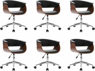 vidaXL Sillas De Comedor Giratorias 6 Unidades Cuero Sint&eacute;tico Negro Vidaxl