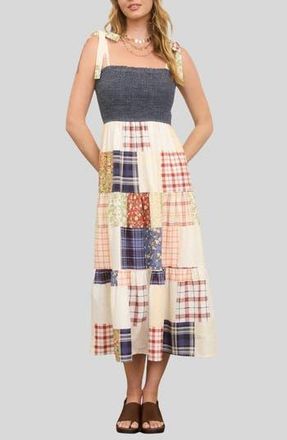 Blu Pepper Denim Bodice Patchwork Skirt Sundress in Denim Multi at Nordstrom Rack, Size Medium