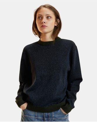 Cynthia Rowley Metallic Knit Crewneck in Navy at Nordstrom, Size X-Small