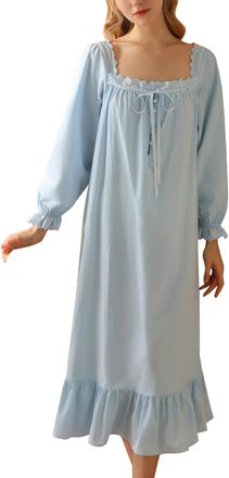 Generic Plus Size Nightdress Womens Brushed Cotton Fabric Nightdresses Button Down Nightgowns Slim Fit Negligee Sleep Dress Nightwears Long Length Nightshirts