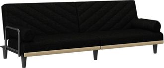 vidaXL Sof&aacute; Cama Con Reposabrazos Tela Negro Vidaxl