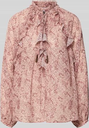 Jake*s Regular Fit Bluse mit R&uuml;schen und Schn&uuml;rung in Bordeaux, Gr&ouml;&szlig;e 32