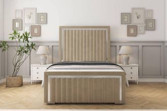 Sloomy Boston Chrome Coniston Frame-Mattress - 50 Upholstered Headboard in Cream | Size: Small Single