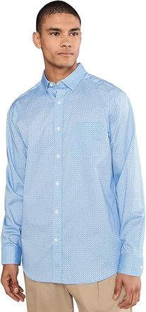Johnston & Murphy Logan Printed Cotton Long-sleeve Shirt Mens Clothing Blue Layered Diamond : 3XL, Cotton/Spandex