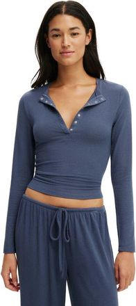 Cotton On Womens Super Soft Henley Long Sleeve Top in Steely Blue at Nordstrom, Size Xx-Small