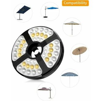 OEM Luces Para Sombrilla, 48 Luces Led Recargables, Con 3 Modos De Iluminaci&oacute;n, 72 Horas De Duraci&oacute;n, Luz Led Inal&aacute;mbrica Ajustable Para Jard&iacute;n, Terraza, 