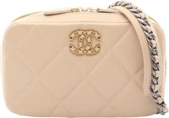 Chanel Pre-owned Vintage Schoudertas - Dames - Vintage Schoudertas - Beige - ONE Size - Leer - Vintage