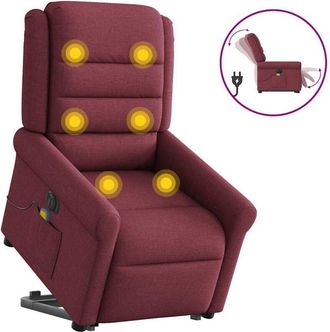vidaXL Vidaxl - Sill&oacute;n De Masaje El&eacute;ctrico Reclinable Elevable Tela Rojo Tinto