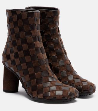 Bottega Veneta Intrecciato 75 leather and suede ankle boots