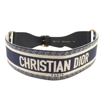 Dior Pre-owned Logo Embroidery Leather Belt - female - Dior Vintage - Vintage Belts - Black - ONE SIZE - Pre-owned