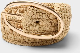 Vanessa Bruno Womens Oval buckle braided raffia belt