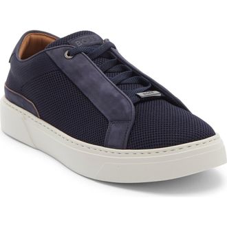 BOSS Gary Textured Leather Low Top Sneaker in Dark Blue at Nordstrom Rack, Size 13Us / 12Uk