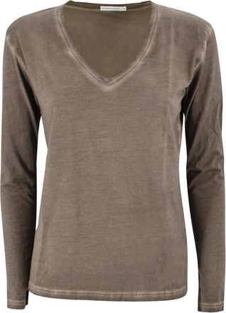 Anonym Apparel Tops, Dames, Bruin, XS, V-hals Jersey T-shirt