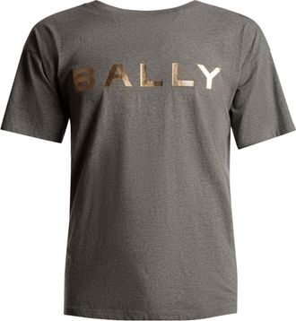 Bally logo-flocked organic cotton T-shirt - men - Organic Cotton - M - Grey