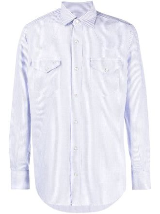 Glanshirt stripe-patter long-sleeve shirt - Blue