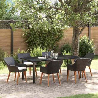 vidaXL Conjunto De Comedor De Jard&iacute;n 7 Pcs Negro Rat&aacute;n Sint&eacute;tico Vidaxl