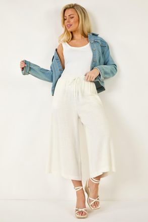 Roman Elasticated Waist Linen Mix Culotte