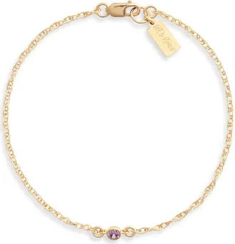 Set & Stones Cubic Zirconia Birthstone Pendant Bracelet in Gold/february at Nordstrom