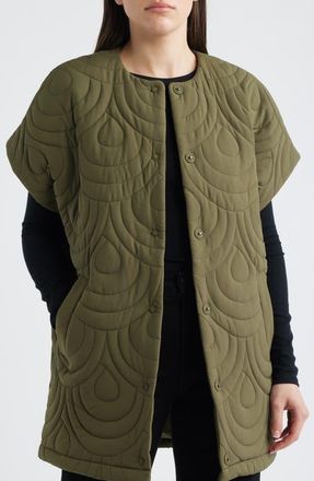 Ilse Jacobsen Blossom Short Sleeve Quilted Cape in Olive Night at Nordstrom, Size Small