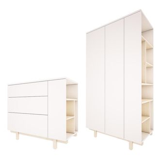 OEM Commode 3 Tiroirs Et Armoire 2 Portes Wood Luck Romy - Blanc