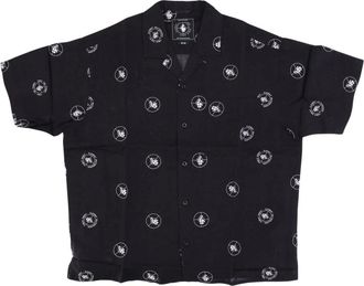 Element Polka Heren Korte Mouw Overhemd - Heren - Korte mouwen Overhemden - Zwart - S - Overhemden