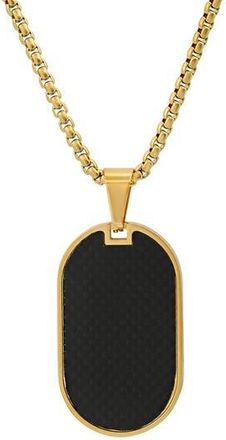 Steeltime HMY JEWELRY Black Dog Tag Pendant Necklace in Black /Yellow at Nordstrom Rack
