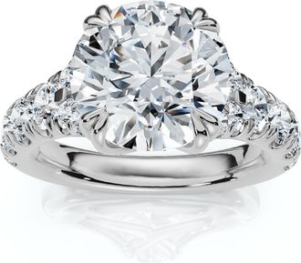 Pompeii3 Certified 4Ct Vivian Diamond Engagement Round Diamond Ring 14k Gold Lab Grown