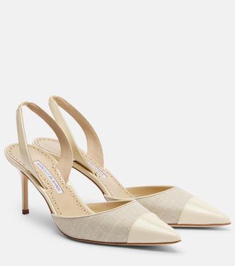 Manolo Blahnik Capsli leather-trimmed slingback pumps
