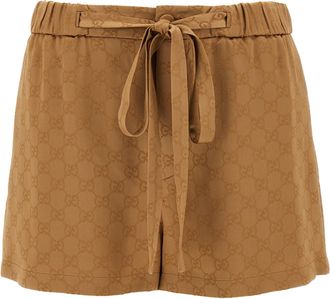 Gucci Satin Shorts Gg Bermuda E Short Marrone-Donna