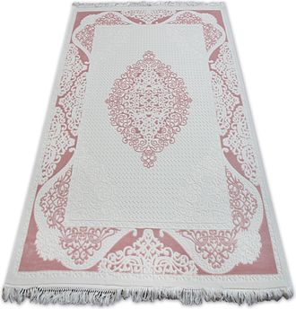 RugsX Rugsx - Alfombra Acr&iacute;lica Mirada 5416 Franjas Color Pastel Pink 80x300 Cm