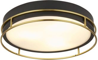 Searchlight Plafoniera Contemporanea Fenice Acciaio Nero Vetro 3 Luci E14 40Cm