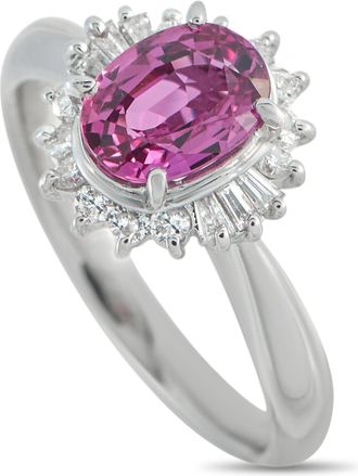 Luxury Bazaar Platinum 0.29ct Diamond and Pink Sapphire Ring MF15-110425