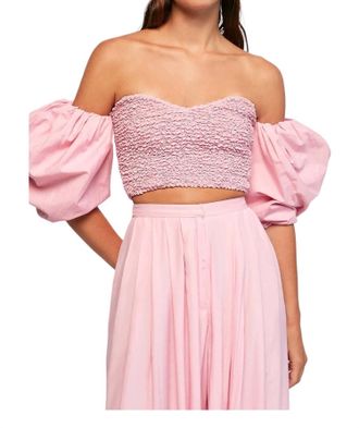 S/W/F Puff Crop Top In Rouge
