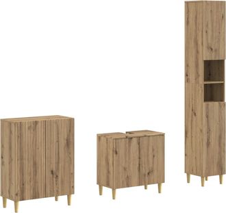 vidaXL Juego De Armarios De Ba&ntilde;o De 3 Piezas Arnhem Roble Artisan Vidaxl