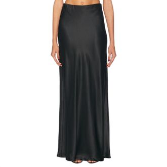 Enza Costa Silk Full Length Skirt In Black