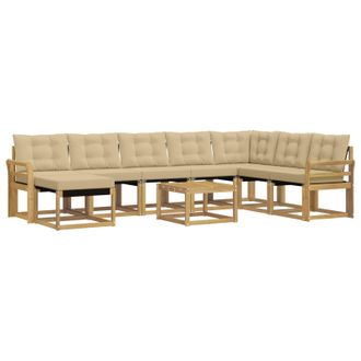 vidaXL Conjunto De Sof&aacute;s De Exterior Con Coj&iacute;n 9 Pcs Y Beige Vidaxl