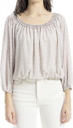 Max Studio Smock Neck Bubble Hem Blouse