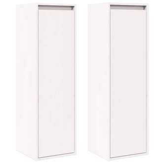 Berkfield Home Wall Cabinets 2 pcs White 30x30x100 cm Solid Pinewood | Size: 30 x 30 x 100 cm