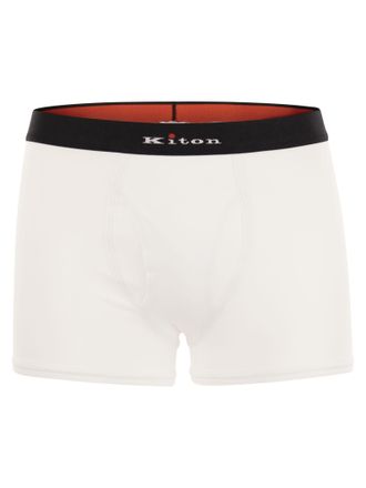 Kiton Stretch Cotton Boxer Shorts With Logo