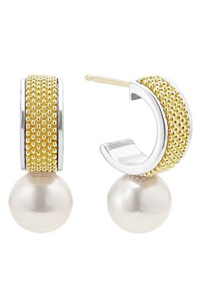 Lagos Luna Freshwater Pearl Lux Hoop Earrings in Silver at Nordstrom