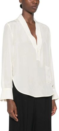 Victoria Beckham V-hals Shirt - Dames - Blouses - Beige - S - Overhemden